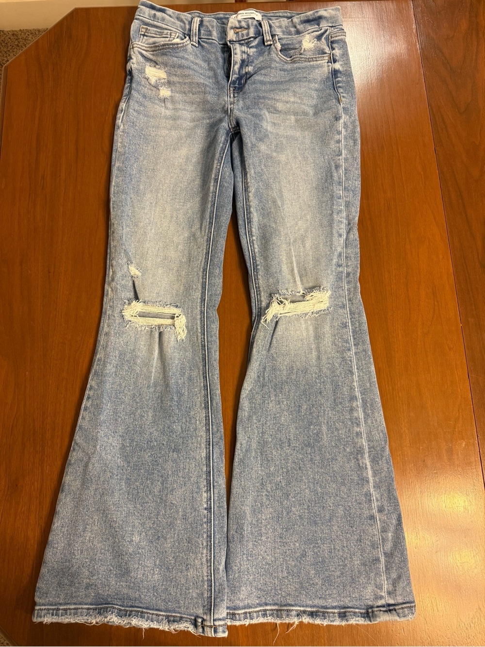 Light Blue Distressed Flying Monkey Flare Jeans - Women